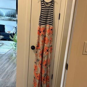 Hurley Black and Orange Striped Floral Kids Dress